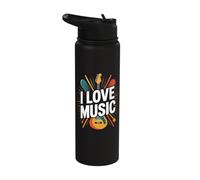 I Love Music Expression Enthusiast Melody Stainless Steel Insulated Water Bottle