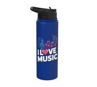I Love Music Musical Notes Melody Stainless Steel Insulated Water Bottle