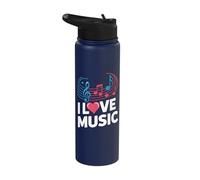 I Love Music Musical Notes Melody Stainless Steel Insulated Water Bottle