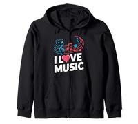 I Love Music Musical Notes Melody Zip Hoodie