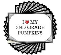 I Love My 2nd Grade Pumpkins Cover Personalized - Coffee Bar Decor Bumper Self Adhesive Sticker(6X9CM)