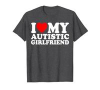 I Love My Autistic Girlfriend Heart My Autism GF T-Shirt, Men, Dark Heather Grey, 5X-Large