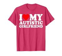 I Love My Autistic Girlfriend Heart My Autism GF T-Shirt, Men, Red Heather, Large