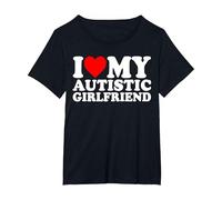 I Love My Autistic Girlfriend Heart My Autism GF T-Shirt, Women's Plus, Black, 4X