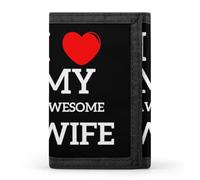 I Love My Awesome Wife Trifold Wallet Front Pocket with Money and Credit Card Holder for Men Women