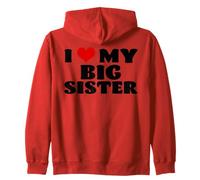 I Love My Big Sister Funny Heart Family Sibling Matching Zip Hoodie