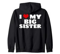 I Love My Big Sister Funny Heart Family Sibling Matching Zip Hoodie