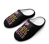 I Love My Big Sister Mens Winter Warm Slippers Rubber Sole Comfortable Cotton House Shoes For Daily Wear 9-10（42-43）