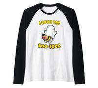 I Love My Boo-Tees | Cute Ghost Bee Funny Halloween for Girl Raglan Baseball Tee
