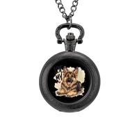 I Love My Border Collie Shepherd Dog Vintage Pocket Watch Alloy Pendant Watches Necklace Gift for Men Women Black-Style