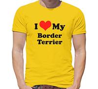 I Love My Border Terrier - Mens T-Shirt - Yellow - XL