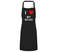 I Love My Boss - Black Cooks Bib Apron