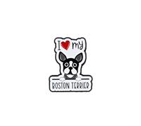 I Love My Boston Terrier Enamel Pin For Dog Mom Dad, Cute Boston Terrier Dog Lover Pin Brooch, Cute Animal Meme Brooch Badge For Pet Owner, Kawaii Puppy Lapel Badges, Gift For Animal Lover, Adorable