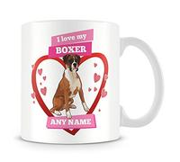 I Love My Boxer Dog Mug - Personalised Gift - Customise with Name - Pink