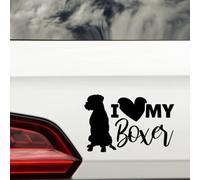 I Love My Boxer Fun Waterproof Yorkshire Terrier Dog Sticker - Car Stickers - Laptop Stickers - Mirror Stickers - Caravan Decals - Gift for Dog Lover (Black)