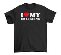 I Love My Boyfriend T-Shirt - Adorable & Comfy! 100% Cotton, Unisex Design for Ultimate Cuddle Sessions & Heartfelt Humor! Black