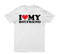 I Love My Boyfriend World's Best Boyfriend Soulmates Forever T-Shirt Men's Unisex Tee Love Top White S