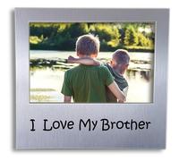 I Love My Brother Photo Frame 5 x 3.5 Inch - Brushed Aluminium Silver Picture Frame - Gift for Brother Birthday Christmas Keepsake Present