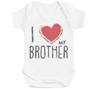 I Love My Brother Red Heart Baby Gift, Baby Boy Bodysuit, Baby Girl Bodysuit - 0-3 Months White
