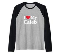 I Love My Caleb Heart Caleb Love Caleb Raglan Baseball Tee