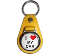 I Love My Car - Yellow Plastic Medallion Key Ring