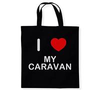 I Love My Caravan - Black Cotton Tote Bag