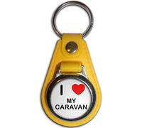 I Love My Caravan - Yellow Plastic Medallion Key Ring