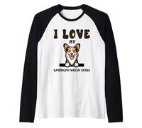 I Love My Cardigan Welsh Corgi Cartoon Design Raglan Baseball Tee