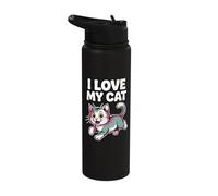I Love My Cat Adorable Kitten Graphic Stainless Steel Insulated Water Bottle