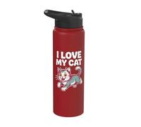 I Love My Cat Adorable Kitten Graphic Stainless Steel Insulated Water Bottle