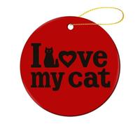 I Love My Cat Ceramics Christmas Hanging Ornaments 2 Pcs
