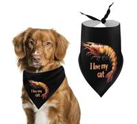 I Love My Cat Shrimp Cute Dog Bandanna Scarf Printed Adjustable Triangle Pet Kerchief for Dogs And Cats