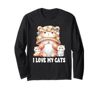 I Love My Cats Gnome For Cat Lady Cute Kitten For Cat Mommy Long Sleeve T-Shirt