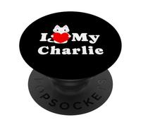I Love My Charlie Cat Owner Pet Kitten Lover PopSockets Adhesive PopGrip