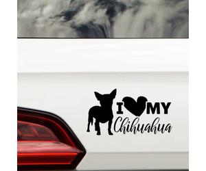 I Love My Chihuahua Fun Waterproof Sticker - Decals for Car Bumpers, Laptops, Mirrors, Windows - Gift for Dog Lovers (Black)
