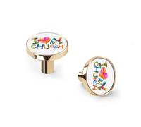 I Love My Church Triangular Letters Cabinet Knobs and Wall Hooks, 6 Pack Modern Drawer Pulls with Golden-Style-2 Base, Solid Zinc Alloy Handles for Kitchen, Bathroom, Dresser