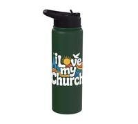 I Love My Church Vibrant Waves Sun Dove Stainless Steel Insulated Water Bottle