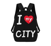 I Love My City Travel Backpack 17 Inch for Men Women