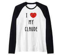 I Love My Claude Name Funny Raglan Baseball Tee