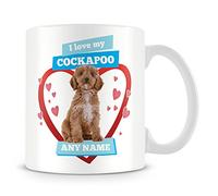 I Love My Cockapoo Dog Mug - Personalised Gift - Customise with Name - Blue