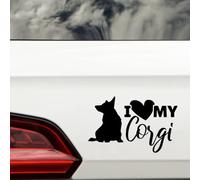 I Love My Corgi Fun Waterproof Sticker - Decals for Car Bumpers, Laptops, Mirrors, Windows - Gift for Dog Lovers (Black)
