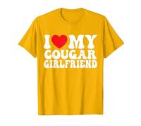 I Love My Cougar Girlfriend T-Shirt, Men, Golden Yellow, Medium