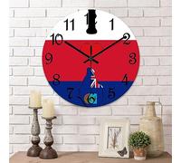 I Love My Country,Montserrat Wall Clocks Montserrat Map National Flag Round Clock 15 Inch, Silent Non-Ticking Clock, Battery Operated Accurate Wood Wall Clock Decorations for Farmhouse Home Office