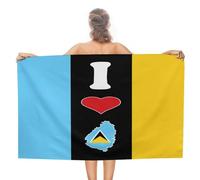 I Love My Country St Lucia Beach Towel Soft 31x51 Inch Sandproof Microfiber Cruises Roadtrips Bath Hotel Towels Funny State Flag Travel Sports Travel Towel Vacation Gift Beach Wedding Favor