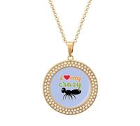 I Love My Crazy Aunt Fashion Necklace Chain Round Graphic Pendant with Diamond Jewellery Golden-style