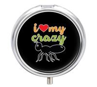 I Love My Crazy Aunt Round Pill Box Organiser 3 Compartment Portable Medicine Case