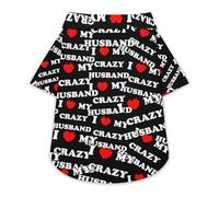 I Love My Crazy Husband Dog Hawaiian Shirt Stretch Collar Button Down Pet Clothes for Small Medium Puppy