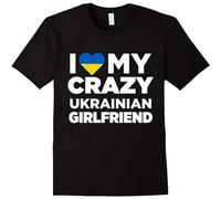 I Love My Crazy Ukrainian Girlfriend Ukraine Native T-Shirt Graphic Top Printed Tee Mens Black Shirt 3XL