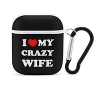I Love My Crazy Wife Earbuds Case for Airpods 1 2 Accessories Hard Earphones Cover with Keychain