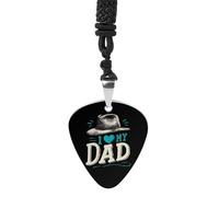 I Love My Dad Womens Guitar Pick Necklace for Men Pendant with Chain Music Accessory